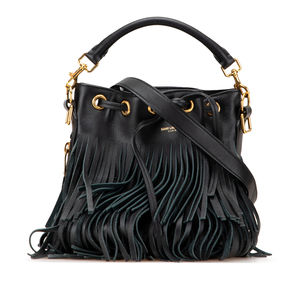 Pre-Loved Saint Laurent Small Calfskin Emmanuelle Fringe Bucket Bag